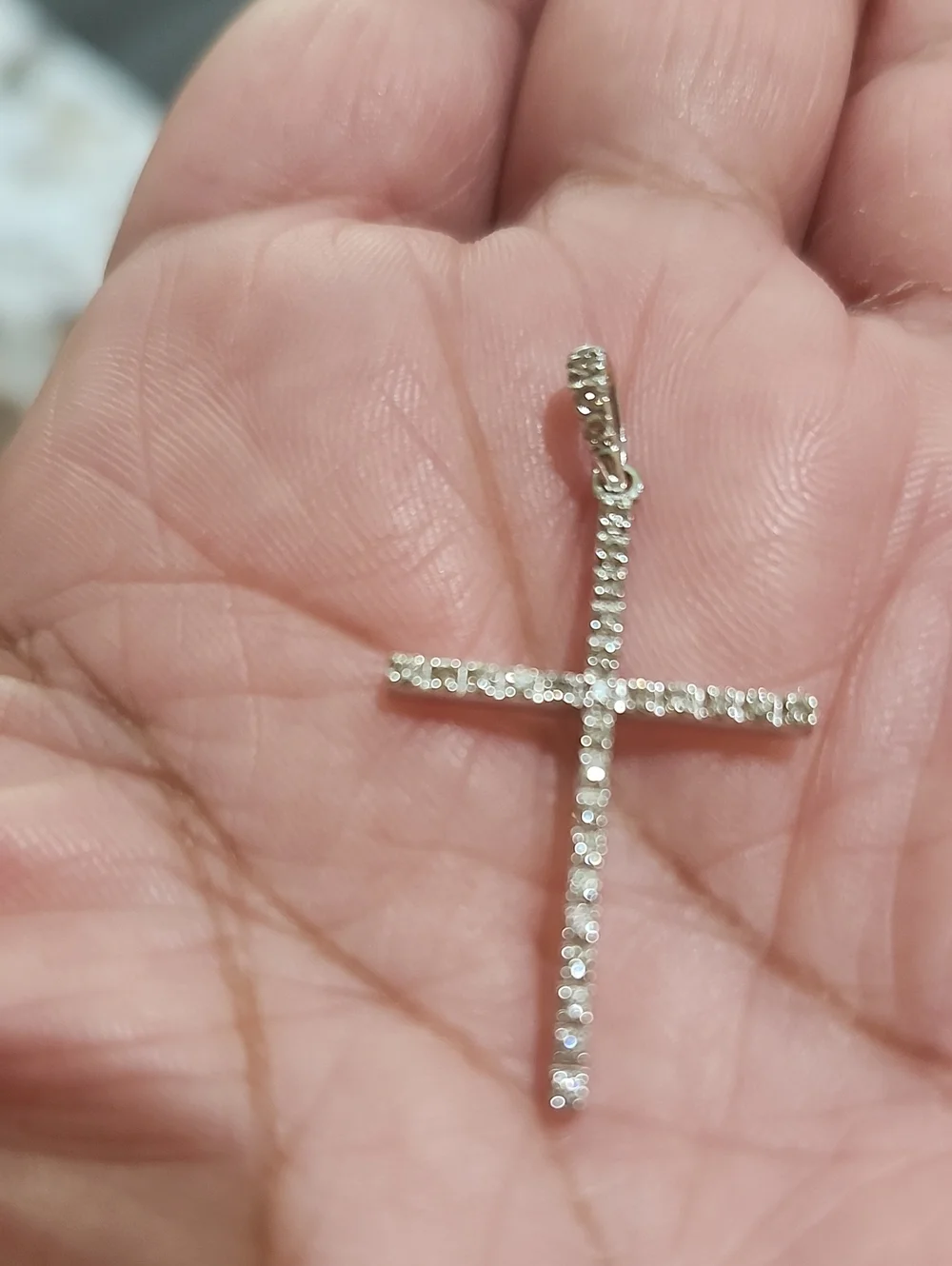 0.17CTW-0.26CTW Natural Diamond 14K White Gold Cross Pendant